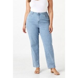 Jessica London Jeans Straight Leg Blue Cotton High Rise Mom Women's 22W